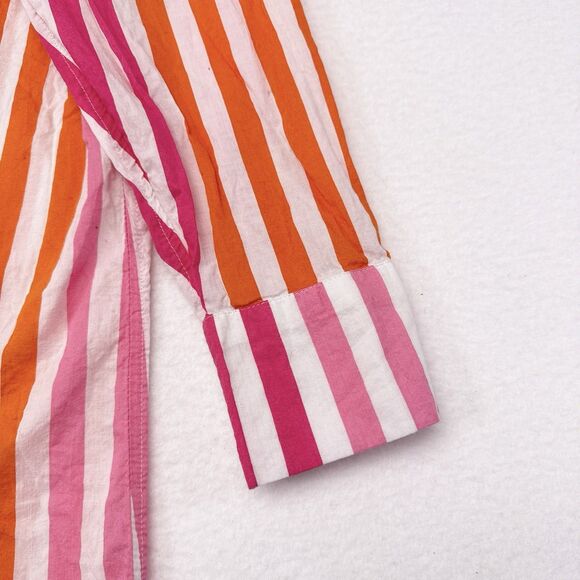 Beach Riot Alexa Top Large XL Striped Pink Orange Oversized Button Up Cover Up - Picture 7 of 12